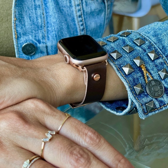 18mm Dark Brown Vegan Leather Apple iWatch Band main image 9